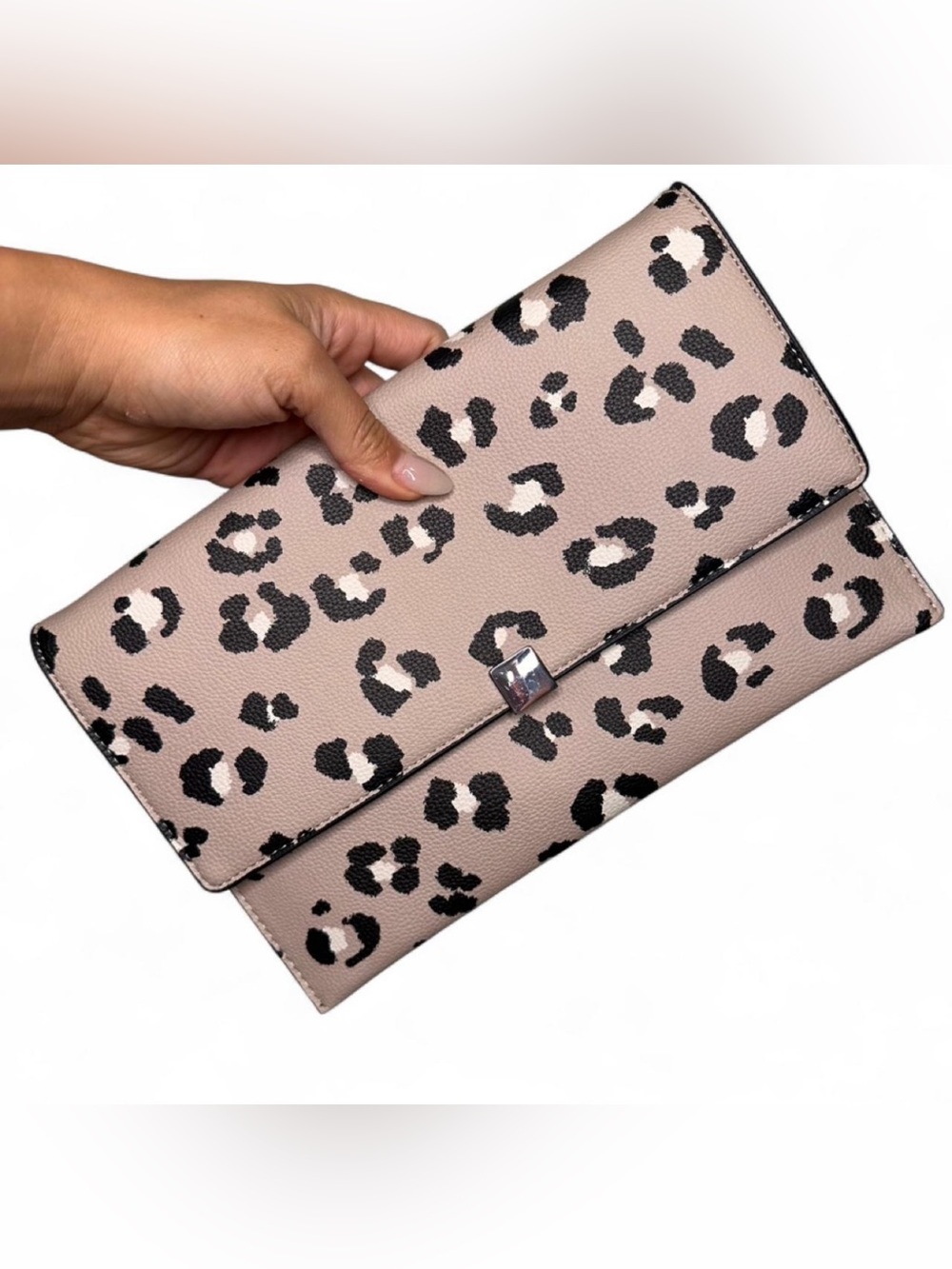 a new day Leopard Print Clutch in Taupe Pink and Black